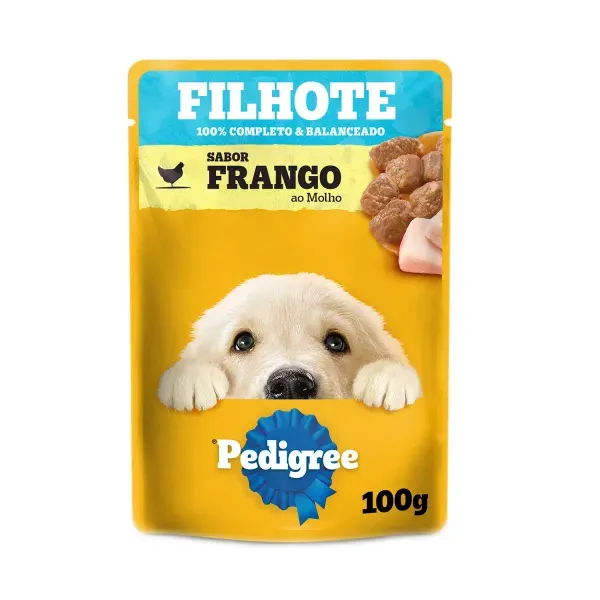 Ração Úmida Pedigree Sachê Cães Filhotes Frango ao Molho 100 g